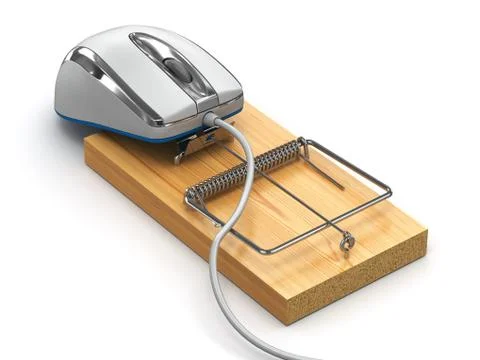 Concept of internet security. computer mouse and mousetrap Stock Illustration