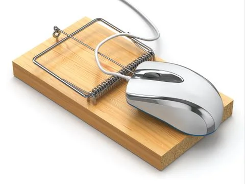 Concept of internet security. computer mouse and mousetrap. Stock Illustration