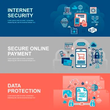 Concept of internet security, network protection and secure online payments Stock Illustration