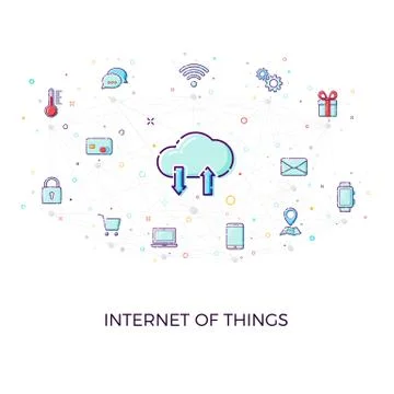 Concept Internet of things. Cloud network concept for connected smart devices Illustrazione stock