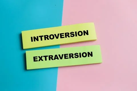 Concept of introversion and extraversion write on sticky notes Stock Photos
