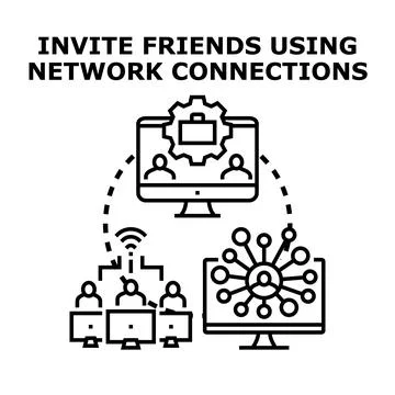Concept of inviting network connections for online communication イラスト素材