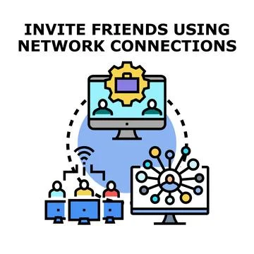 Concept of inviting network connections for online communication Illustrazione stock