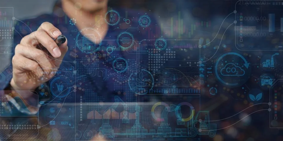 Concept of IoT and Data Visualization in Modern Digital Age Foto stock