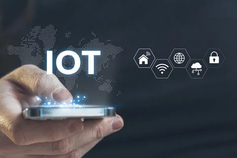 Concept IOT or Internet of Things. A technology for transferring data between Stock Photos