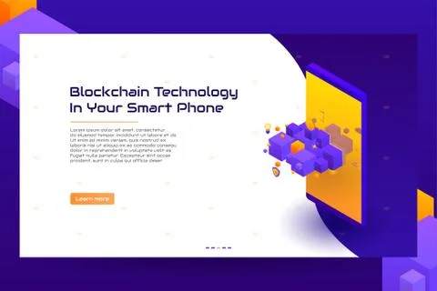 Concept  of isometric blockchain banner Stock Illustration