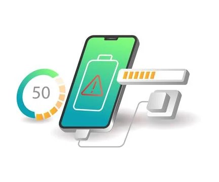 Concept isometric illustration. Battery warning in case Stock Illustration