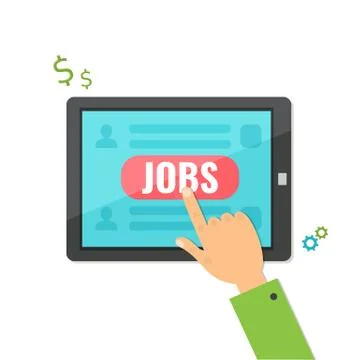 Concept of job searching on tablet Stock Illustration