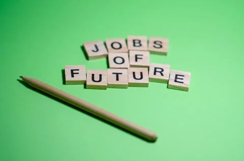 Concept of jobs of the future. Selective focus on Inscription jobs of future. Stock Photos