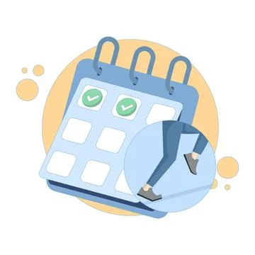 Concept of jogging schedule, running and calendar. consistent for running sport. イラスト素材