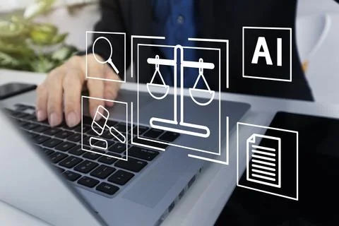 The concept of judging cases using evidence and AI in decision making Stock Photos