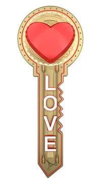 Concept key with text love and heart shape Stock Illustration