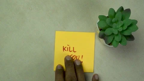 Concept of Kill You! write on sticky not... | Stock Video | Pond5