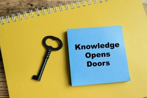 Concept of knowledge opens doors write on sticky notes Stock Photos