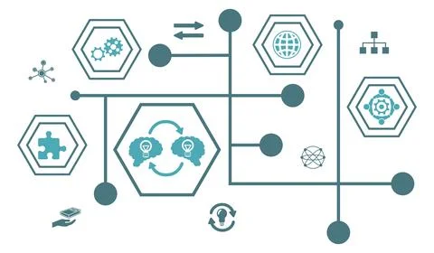 Concept of knowledge sharing Stock Illustration