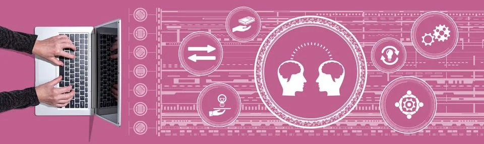 Concept of knowledge sharing Stock Photos