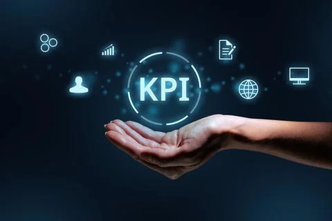 Concept KPI or Key Performance Indicator. Business acronym. Holographic text and Stock Photos