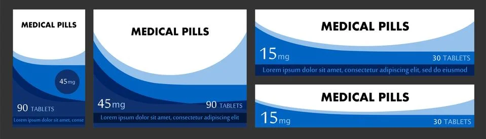 Concept of label pack for medicinal tablets. Design boxes for packaging medic Stock Illustration