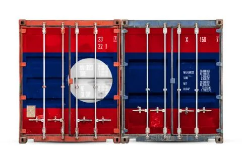 The concept of Laos  export-import and national delivery of goods. Close-up o 스톡 사진