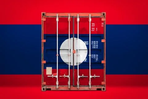 The concept of  Laos export-import, container transporting and national deliv 스톡 사진