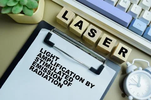 Concept of LASER - Light Amplification by Stimulated Emission of Radiation Stock Photos