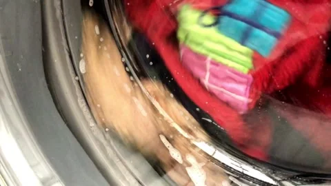 Concept Laundry Washing Machine, Industry Laundry Service. Industrial clothes Stock Footage 336594434