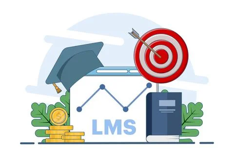 Concept of Learning Management System or LMS as online education 스톡 일러스트