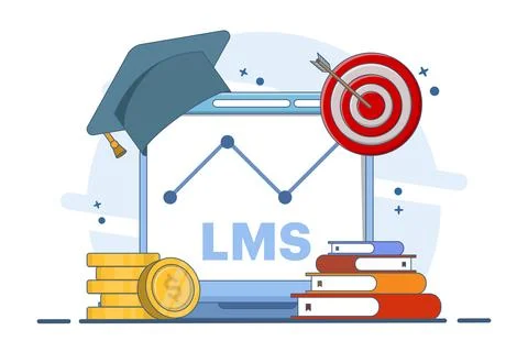 Concept of Learning Management System or LMS as online education Stockillustratie