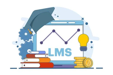Concept of Learning Management System or LMS as online education Stockillustratie