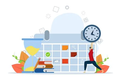 Concept of learning program, study plan, class schedule. Illustration