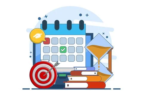 Concept of learning program, study plan, class schedule. course plan schedule. Illustration