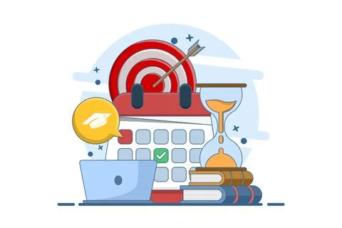 Concept of learning program, study plan, class schedule. course plan schedule. Stock Illustration