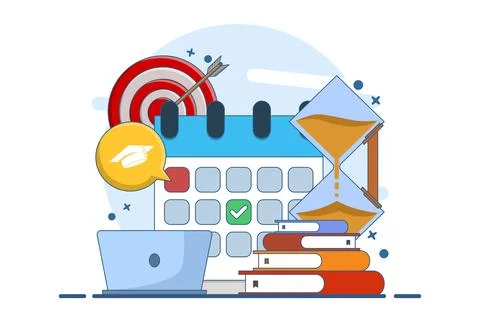 Concept of learning program, study plan, class schedule. course plan schedule. Illustration