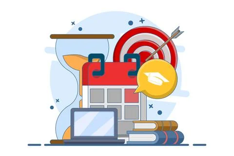 Concept of learning program, study plan, class schedule. course plan schedule. Illustration