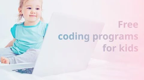 Concept for learning programming languages with free programs for kids 写真素材