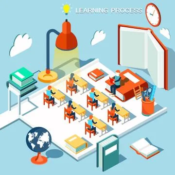 The concept of learning, read books in the library Stock Illustration