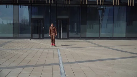 The concept of learning to skateboard a young man. Stock Footage 130141248