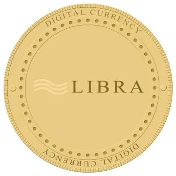 Concept of Libra new digital Cryptocurrency currency coin on isolated backgro Stock Illustration