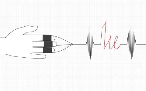 The concept of lie detection using a polygraph. Polygraph test Stock Illustration