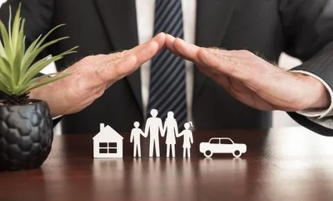 Concept of life, home and auto insurance Stock Photos