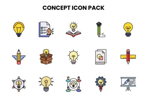 Concept Lineal Color Bundle Icons Pack Ilustración de archivo