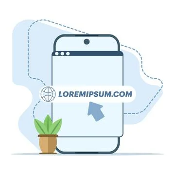 Concept of link button, website name, URL or address on your device screen. 스톡 일러스트