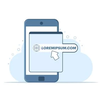 Concept of link button, website name, URL or address on your device screen. 스톡 일러스트