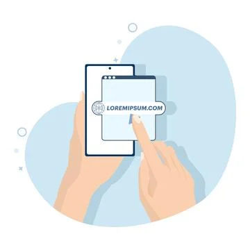 Concept of link button, website name, URL or address on your device screen. 스톡 일러스트