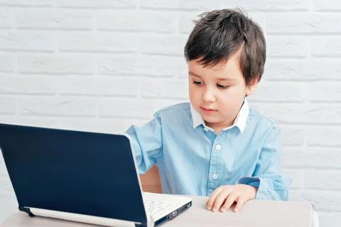 Concept of little businessman, webmaster, programmer, developer, Website desi Stock Photos