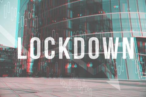 Concept lockdown on the background of a modern building. Stock Photos