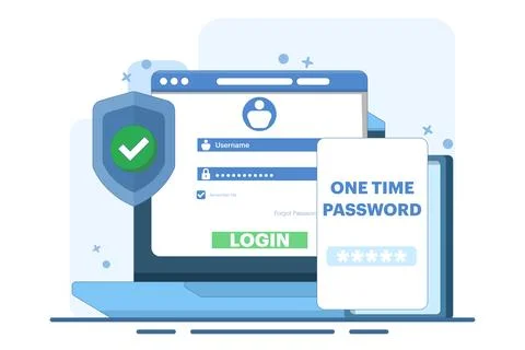 The concept of logging into a website or application using two steps Stock Illustration