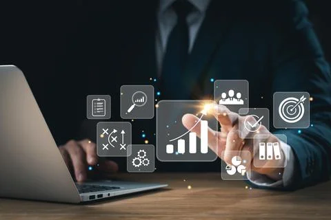 Concept of long-term business development and management Executives looking a Stock Photos