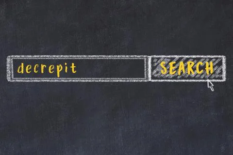 Concept of looking for decrepit. Chalk drawing of search engine and inscripti Stock Photos