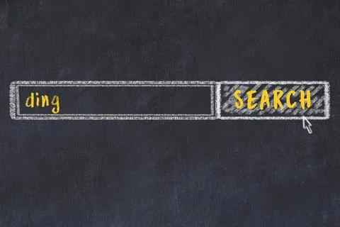 Concept of looking for ding. Chalk drawing of search engine and inscription o Stock Illustration